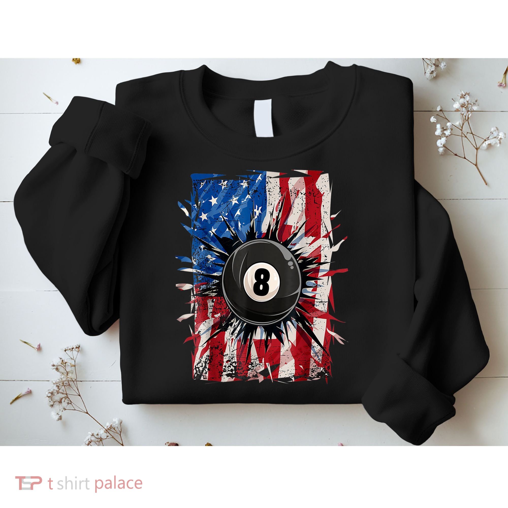 American Flag Pool Snooker Billiards Player 8 Ball Usa Gift Sweatshirt