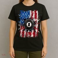 American Flag Pool Snooker Billiards Player 8 Ball Usa Gift T-Shirt thumb 4