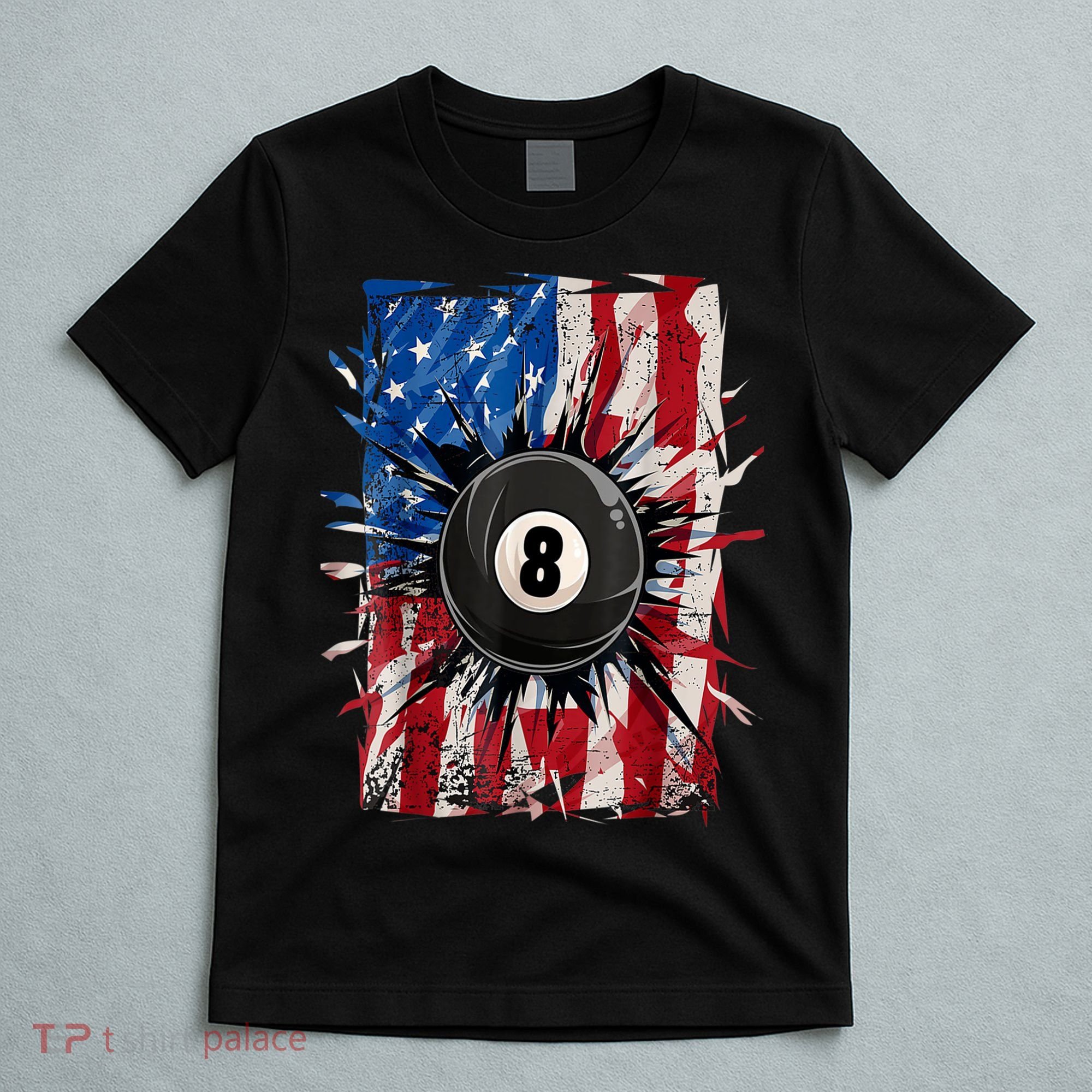 American Flag Pool Snooker Billiards Player 8 Ball Usa Gift T-Shirt