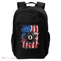 American Flag Pool Snooker Billiards Player 8 Ball Usa Gift Backpack thumb 0