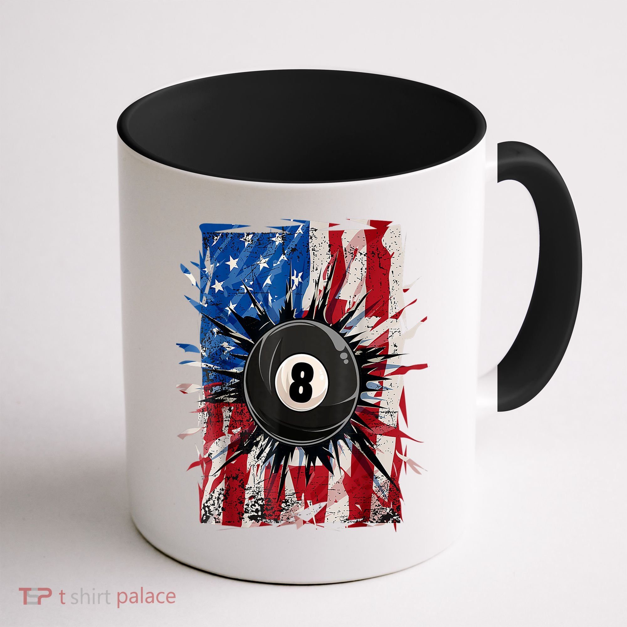 American Flag Pool Snooker Billiards Player 8 Ball Usa Gift Coffee Mug