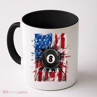 American Flag Pool Snooker Billiards Player 8 Ball Usa Gift Coffee Mug thumb 0