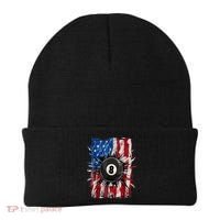 American Flag Pool Snooker Billiards Player 8 Ball Usa Gift Beanie thumb 0