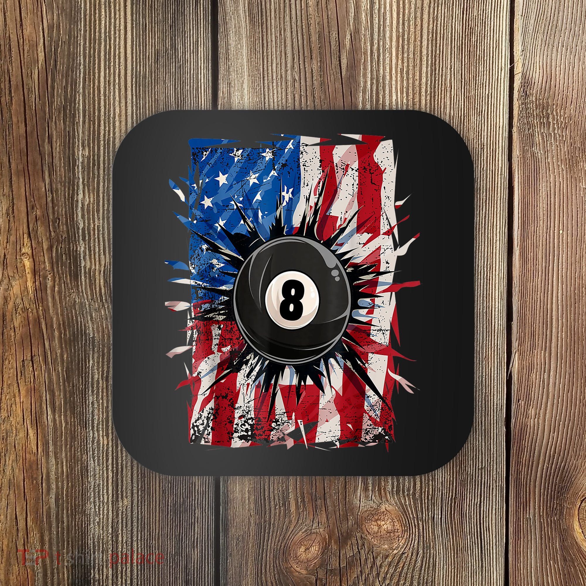 American Flag Pool Snooker Billiards Player 8 Ball Usa Gift Coaster