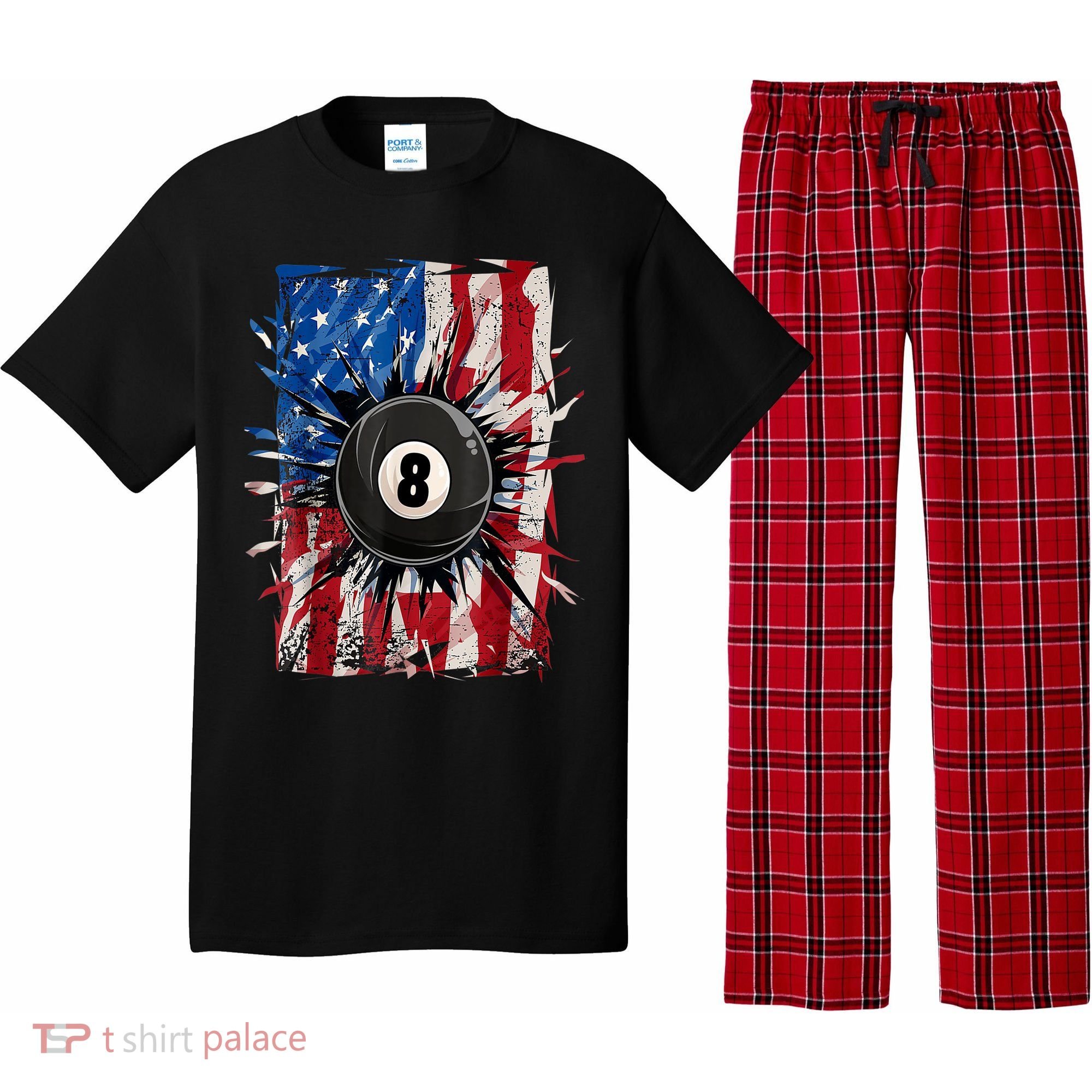 American Flag Pool Snooker Billiards Player 8 Ball Usa Gift Pajama Set