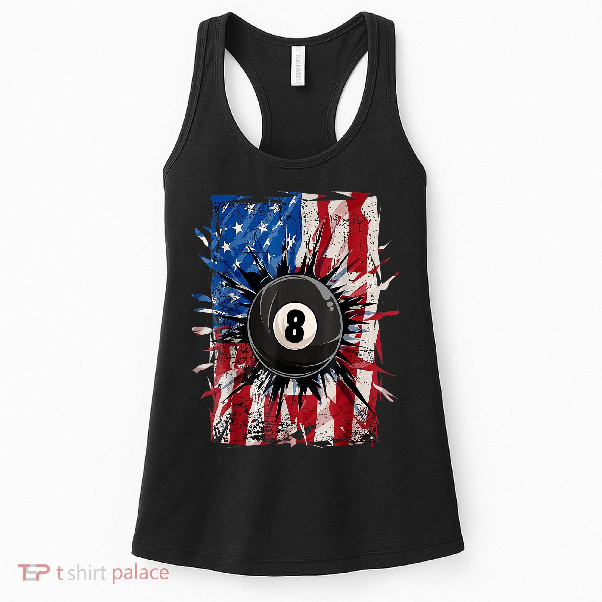American Flag Pool Snooker Billiards Player 8 Ball Usa Gift Women's Tank Top