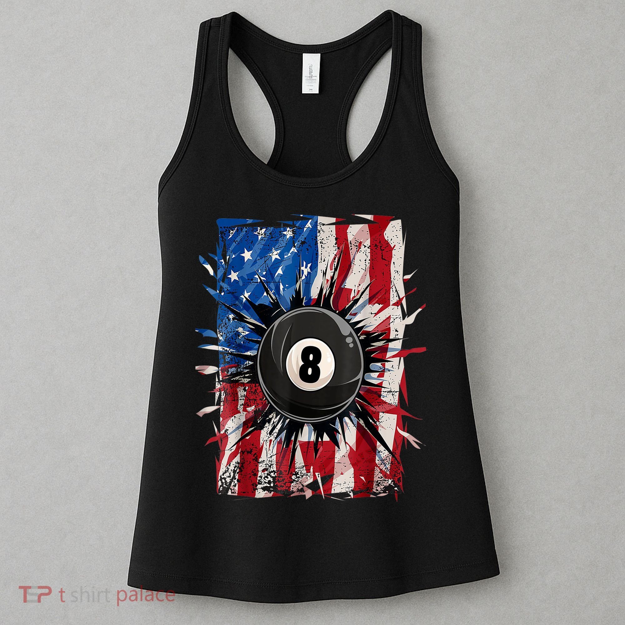 American Flag Pool Snooker Billiards Player 8 Ball Usa Gift Women's Tank Top