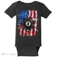 American Flag Pool Snooker Billiards Player 8 Ball Usa Gift Baby Bodysuit thumb 0