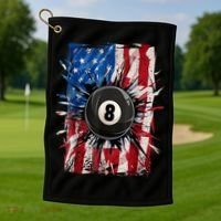 American Flag Pool Snooker Billiards Player 8 Ball Usa Gift Golf Towel thumb 1