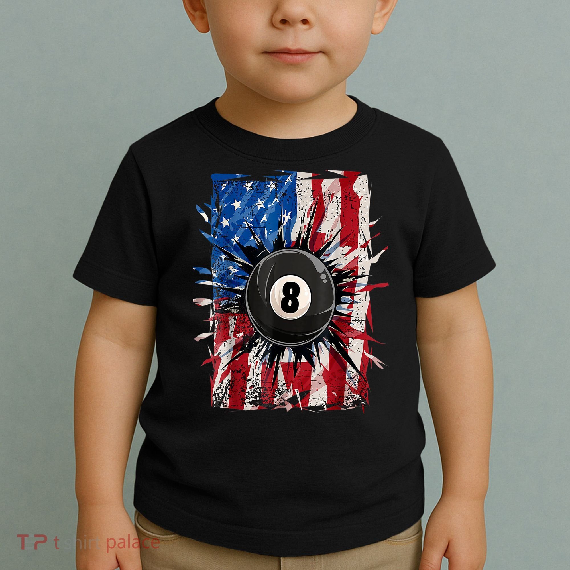 American Flag Pool Snooker Billiards Player 8 Ball Usa Gift Toddler T-Shirt