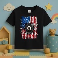 American Flag Pool Snooker Billiards Player 8 Ball Usa Gift Toddler T-Shirt thumb 3