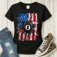 American Flag Pool Snooker Billiards Player 8 Ball Usa Gift Women's T-Shirt thumb 3