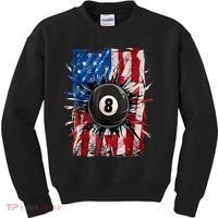 American Flag Pool Snooker Billiards Player 8 Ball Usa Gift Kids Sweatshirt thumb 0