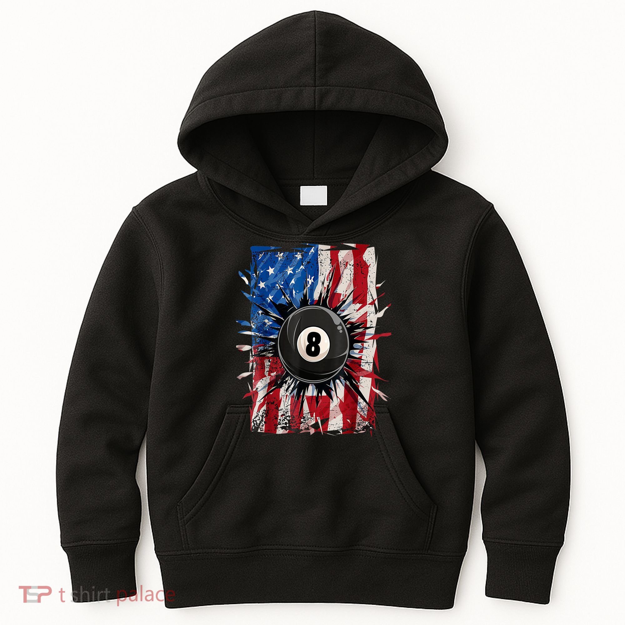 American Flag Pool Snooker Billiards Player 8 Ball Usa Gift Kids Hoodie