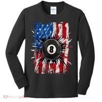 American Flag Pool Snooker Billiards Player 8 Ball Usa Gift Kids Long Sleeve Shirt thumb 0