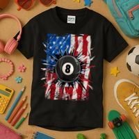 American Flag Pool Snooker Billiards Player 8 Ball Usa Gift Kids T-Shirt thumb 3