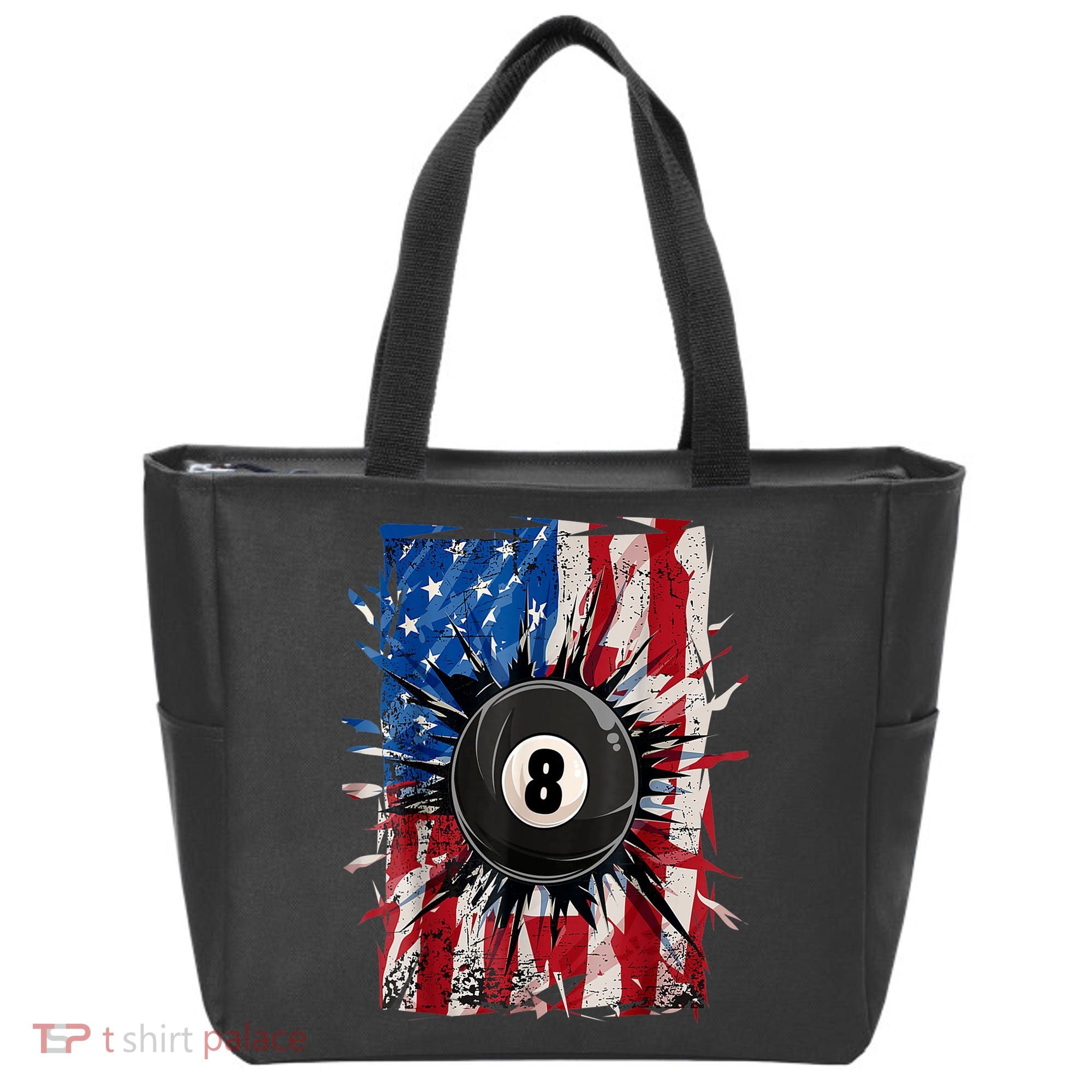 American Flag Pool Snooker Billiards Player 8 Ball Usa Gift Tote Bag