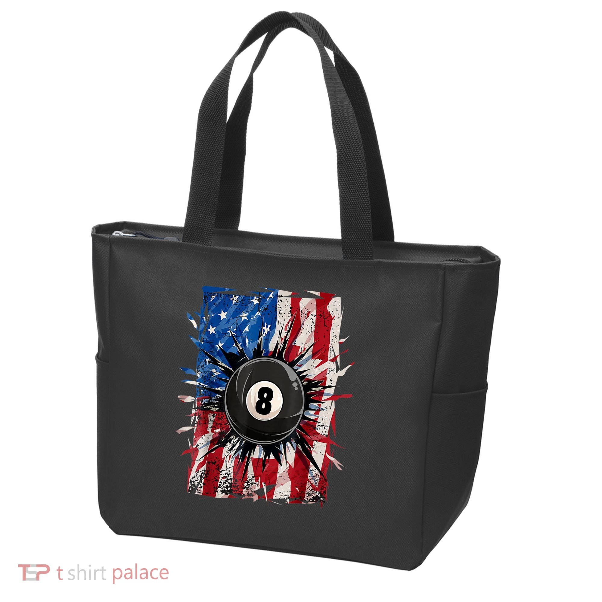 American Flag Pool Snooker Billiards Player 8 Ball Usa Gift Tote Bag