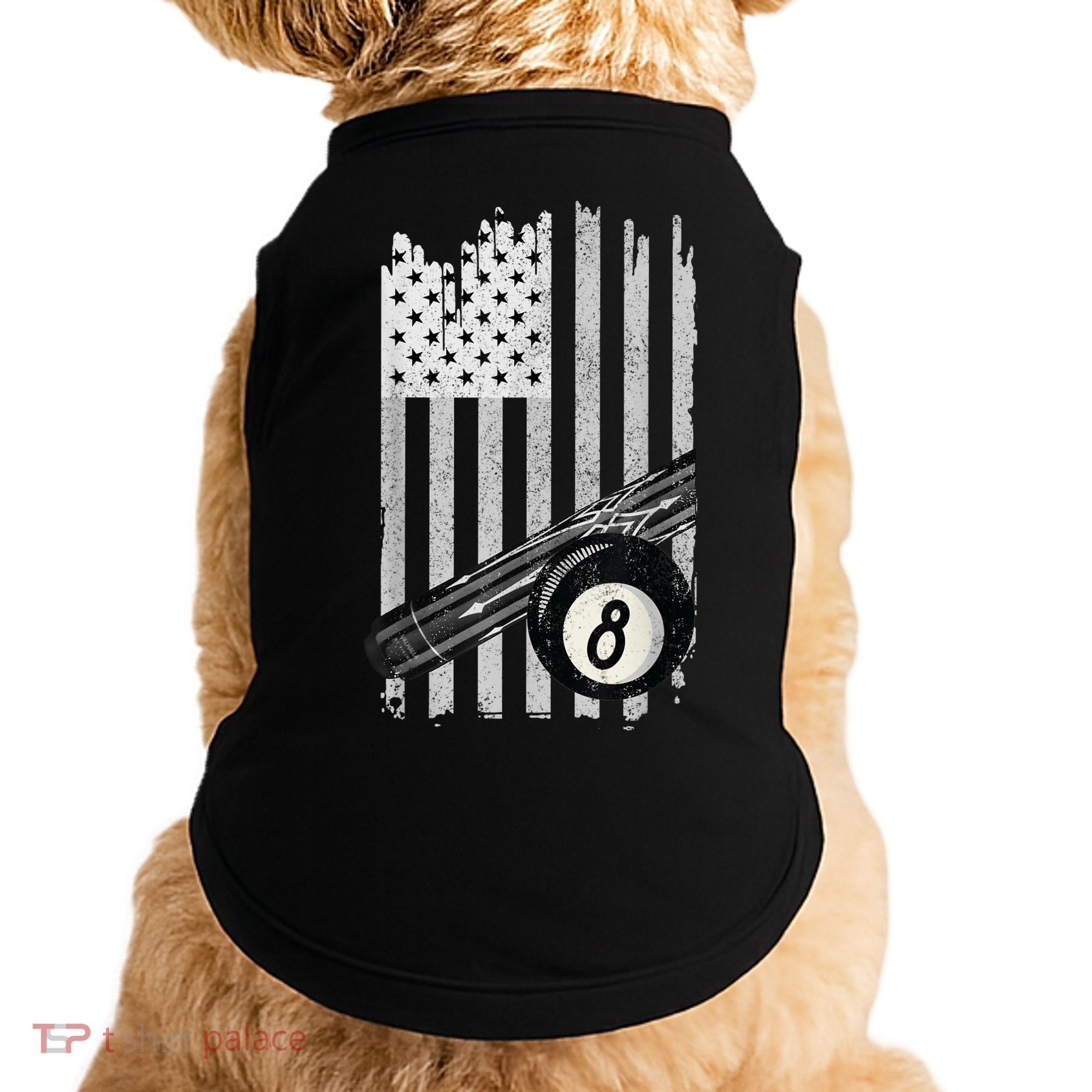 American Flag Pool Table Billiard 8 Ball Wear Doggie Tank