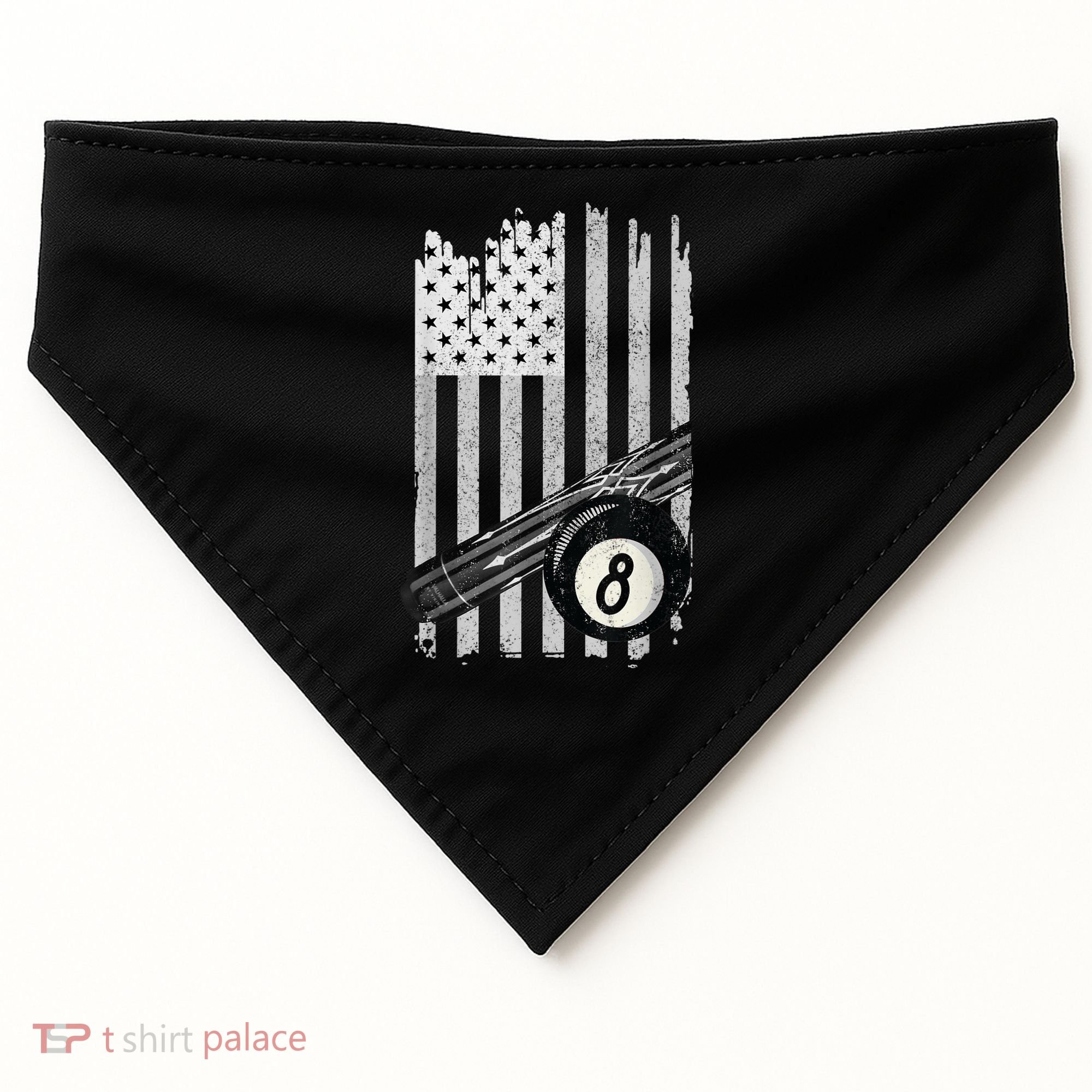 American Flag Pool Table Billiard 8 Ball Wear USA-Made Doggie Bandana