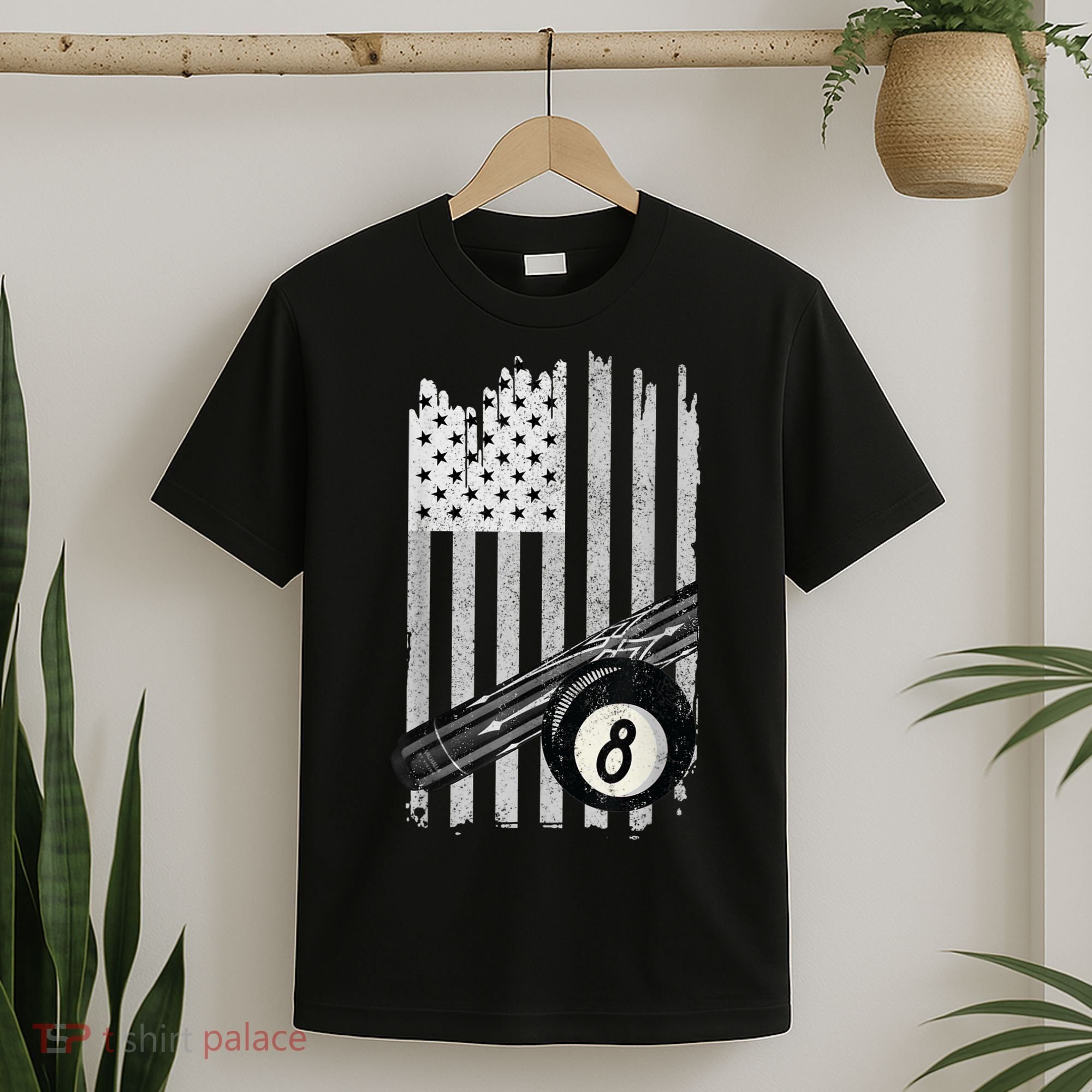 American Flag Pool Table Billiard 8 Ball Wear T-Shirt