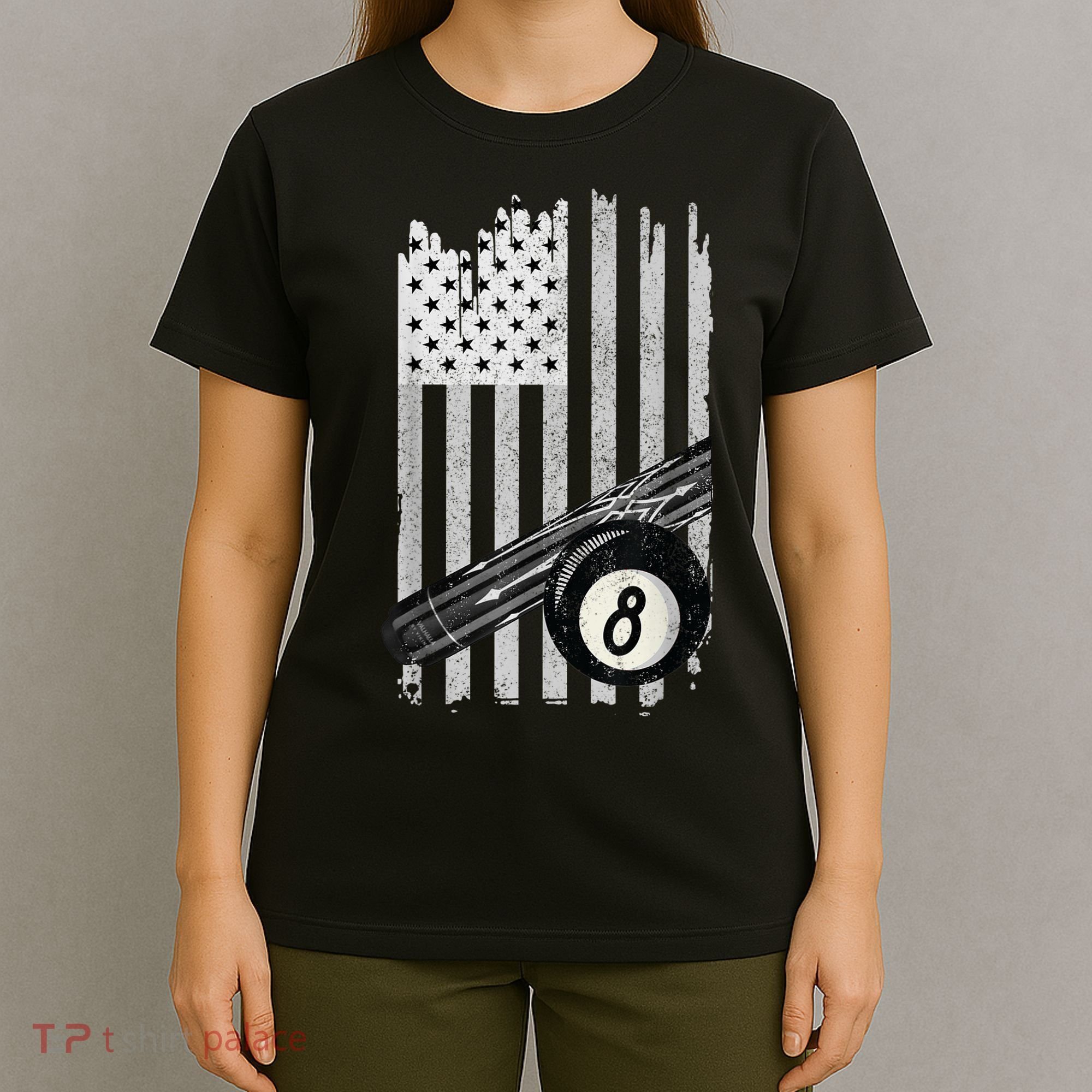 American Flag Pool Table Billiard 8 Ball Wear T-Shirt