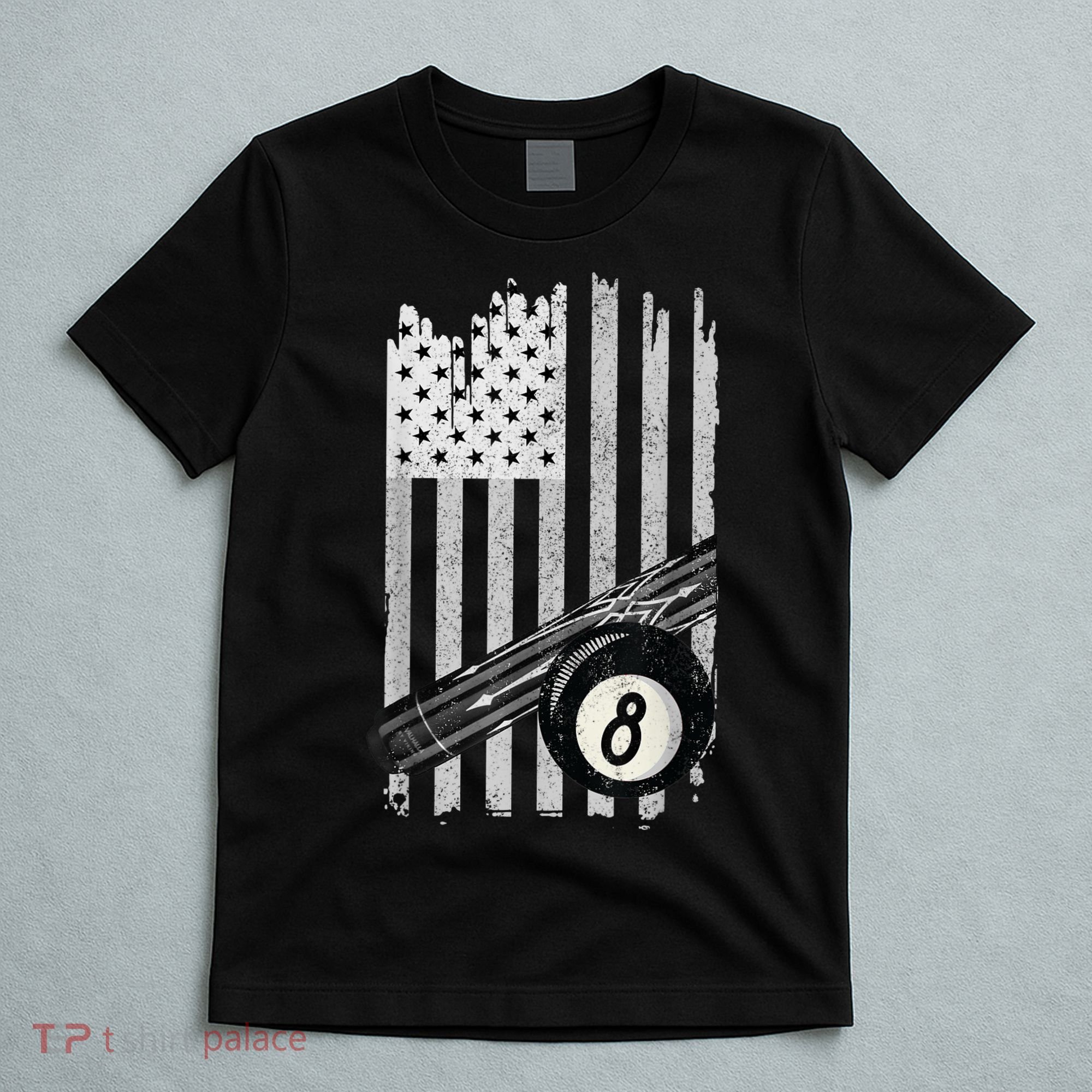 American Flag Pool Table Billiard 8 Ball Wear T-Shirt