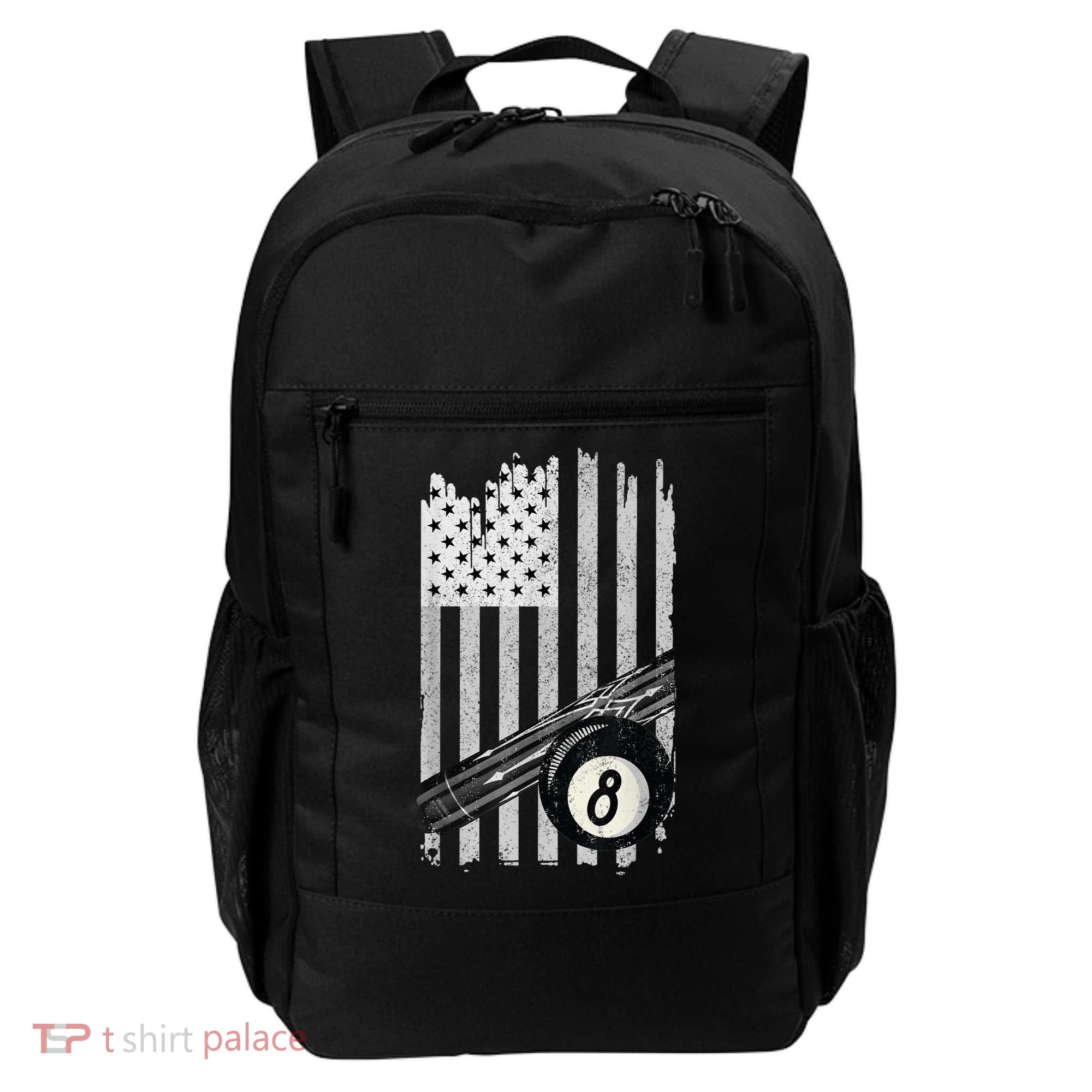 American Flag Pool Table Billiard 8 Ball Wear Backpack