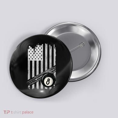 American Flag Pool Table Billiard 8 Ball Wear Button