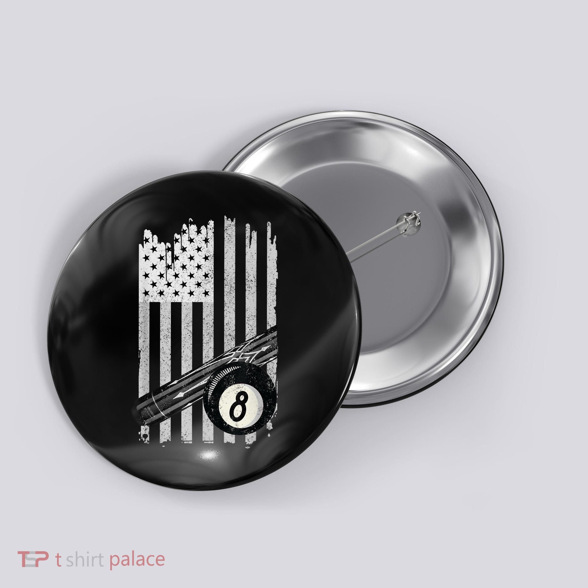 American Flag Pool Table Billiard 8 Ball Wear Button