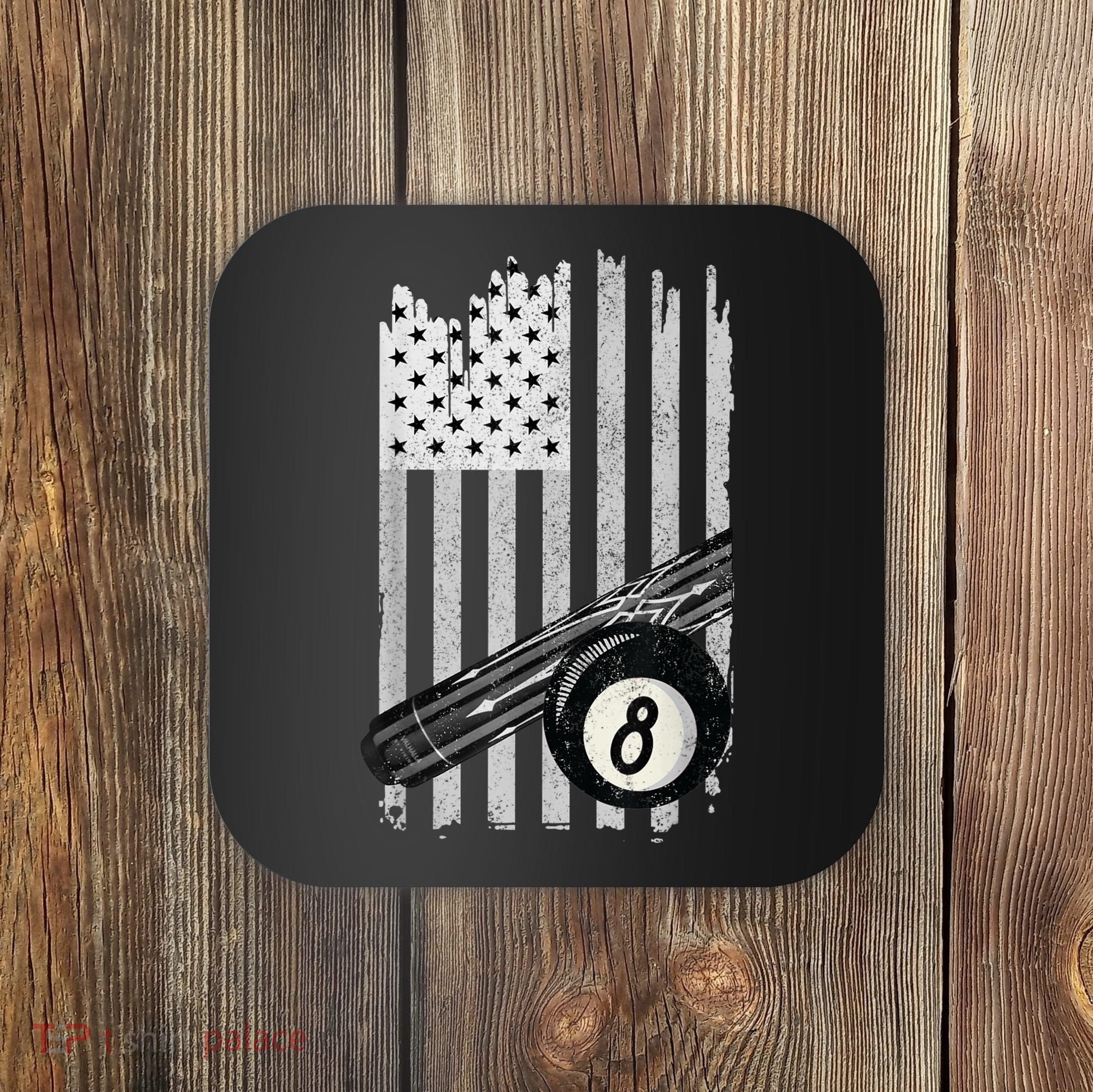 American Flag Pool Table Billiard 8 Ball Wear Coaster