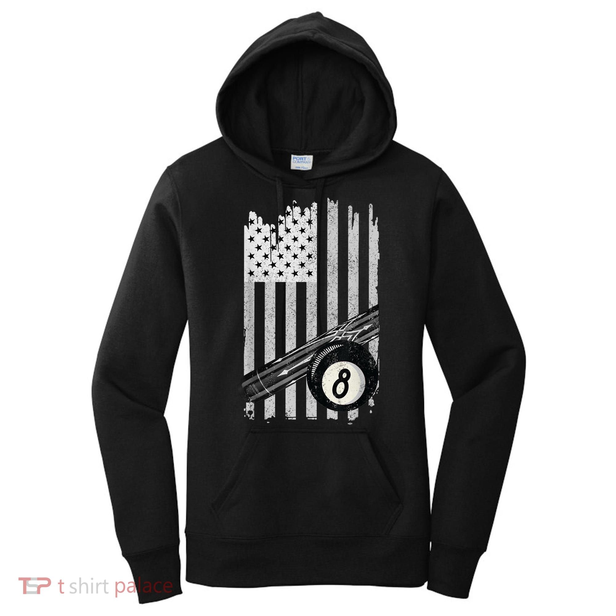 American Flag Pool Table Billiard 8 Ball Wear Women's Hoodie