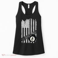 American Flag Pool Table Billiard 8 Ball Wear Women's Tank Top thumb 0