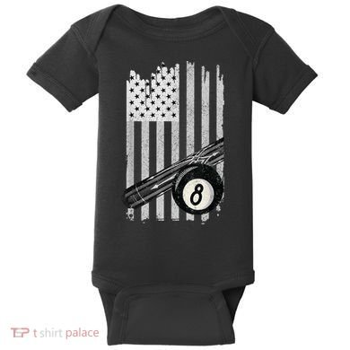 American Flag Pool Table Billiard 8 Ball Wear Baby Bodysuit
