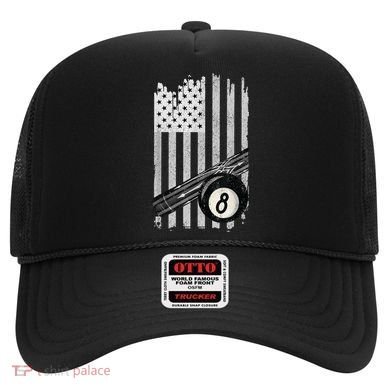 American Flag Pool Table Billiard 8 Ball Wear Hat