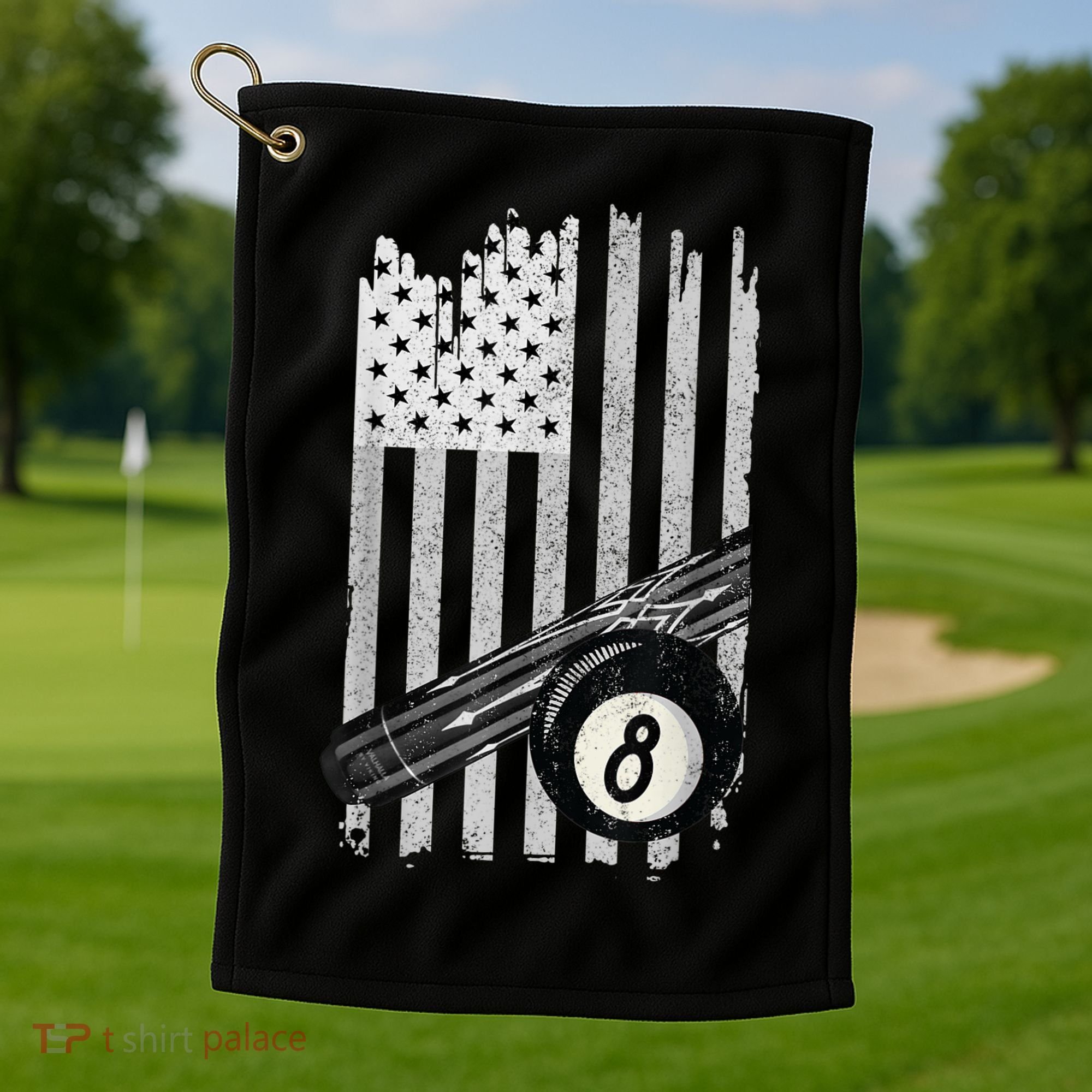 American Flag Pool Table Billiard 8 Ball Wear Golf Towel