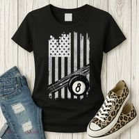 American Flag Pool Table Billiard 8 Ball Wear Women's T-Shirt thumb 3
