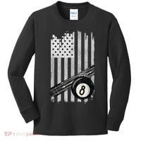 American Flag Pool Table Billiard 8 Ball Wear Kids Long Sleeve Shirt thumb 0