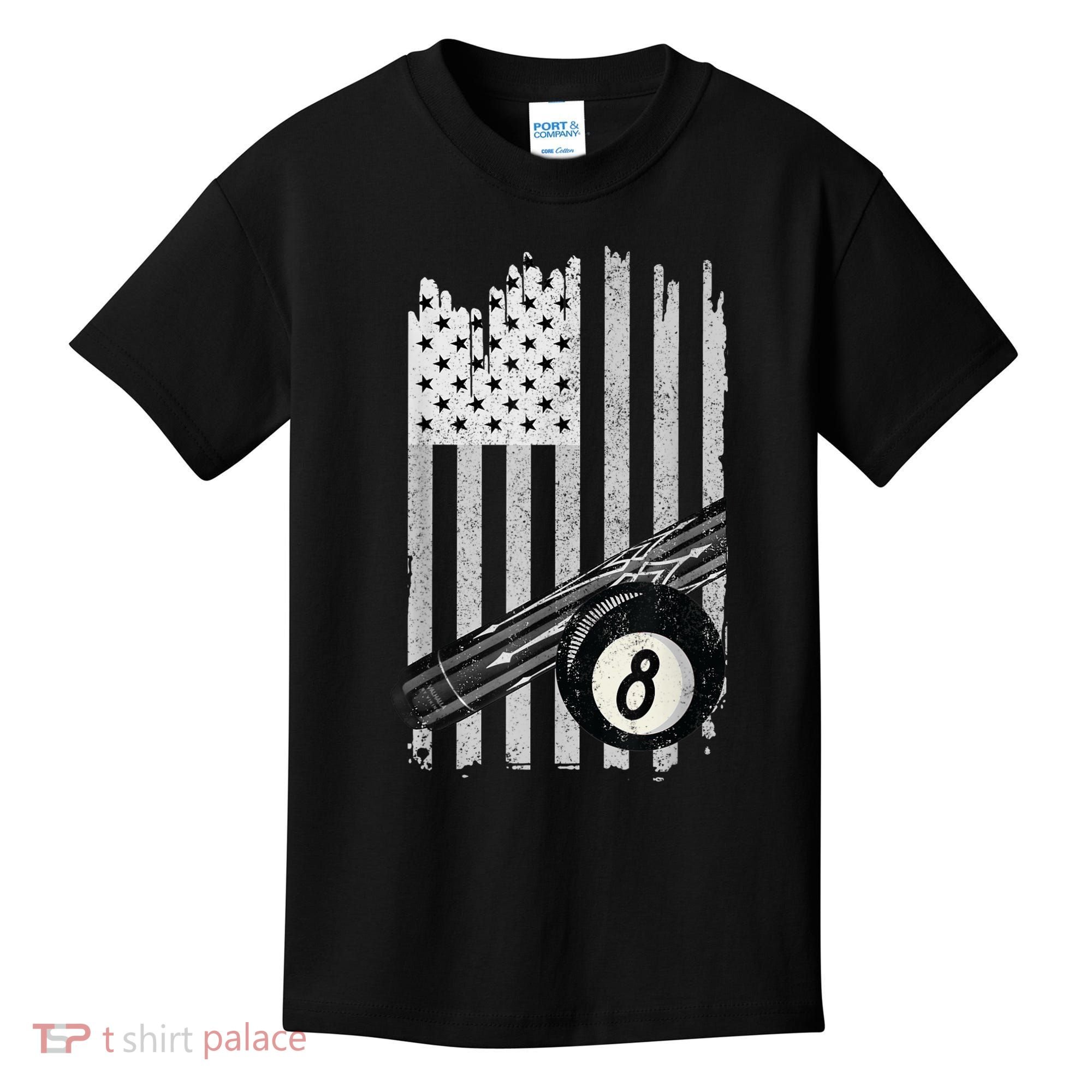 American Flag Pool Table Billiard 8 Ball Wear Kids T-Shirt
