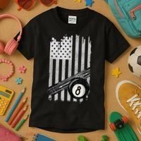 American Flag Pool Table Billiard 8 Ball Wear Kids T-Shirt thumb 3
