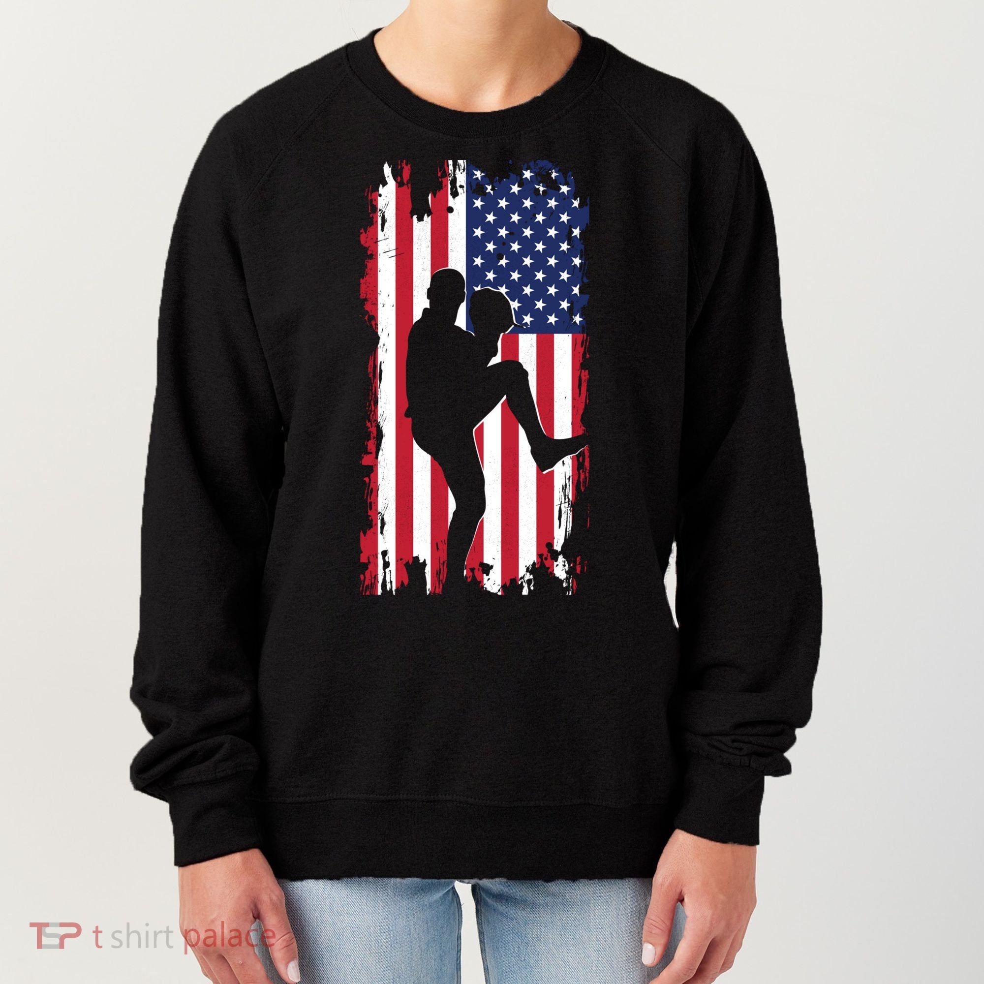 American Flag Pitcher Baseball Apparel Great Gift Baseball Gift Women's Sweatshirt