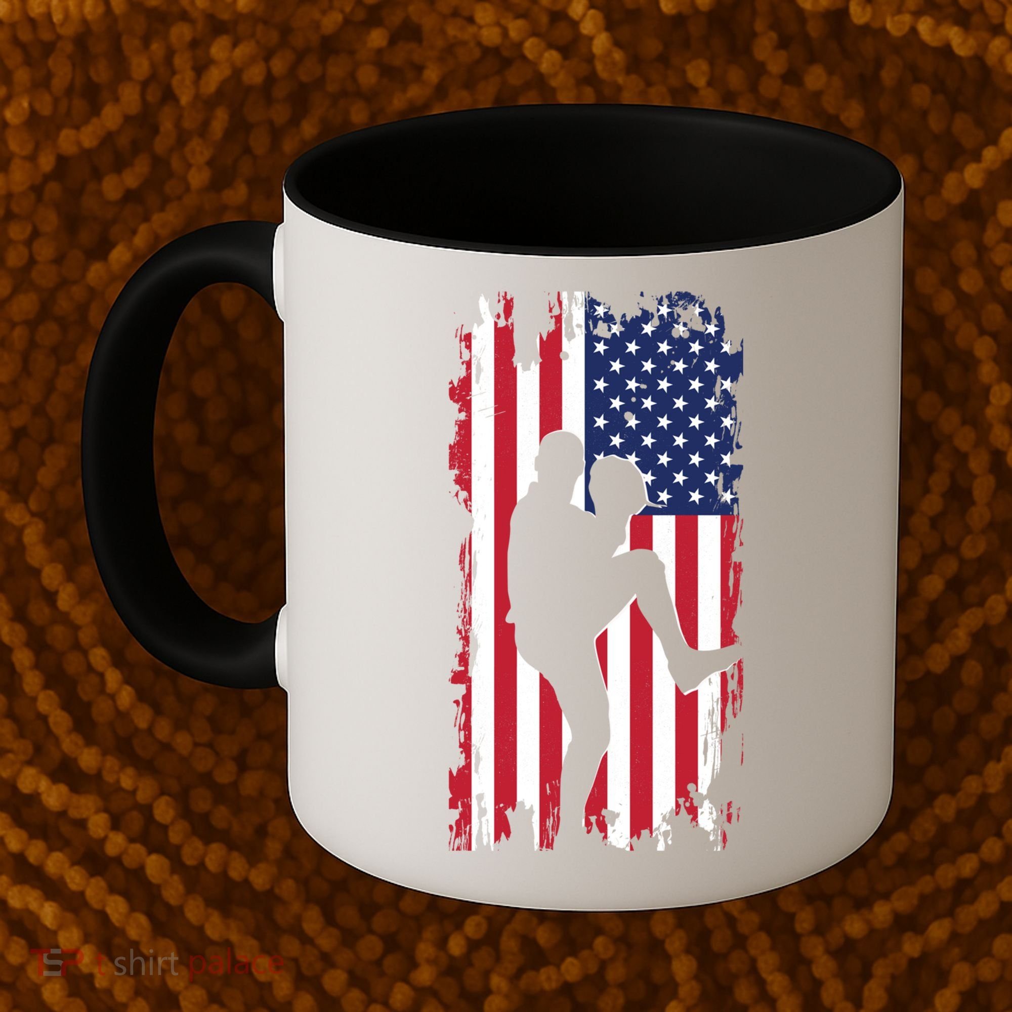 American Flag Pitcher Baseball Apparel Great Gift Baseball Gift Coffee Mug