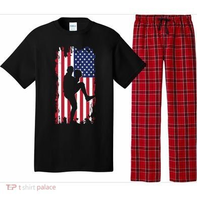 American Flag Pitcher Baseball Apparel Great Gift Baseball Gift Pajama Set