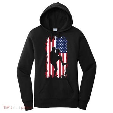 American Flag Pitcher Baseball Apparel Great Gift Baseball Gift Women's Hoodie