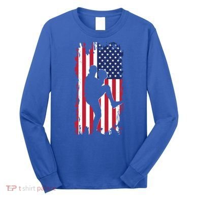 American Flag Pitcher Baseball Apparel Great Gift Baseball Gift Long Sleeve Shirt