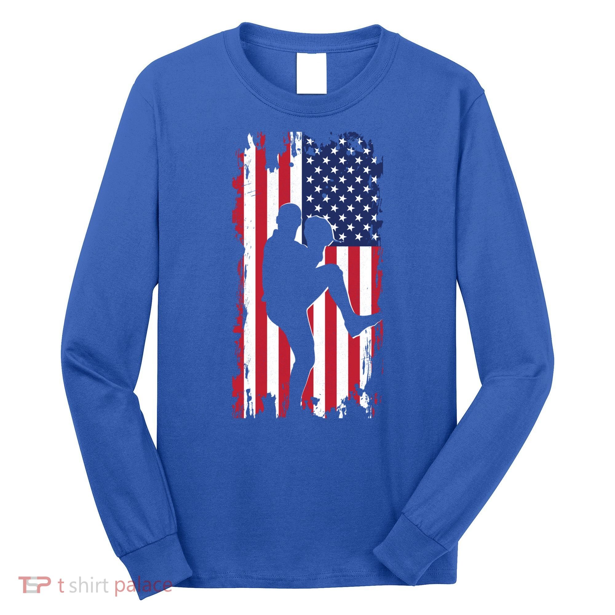 American Flag Pitcher Baseball Apparel Great Gift Baseball Gift Long Sleeve Shirt
