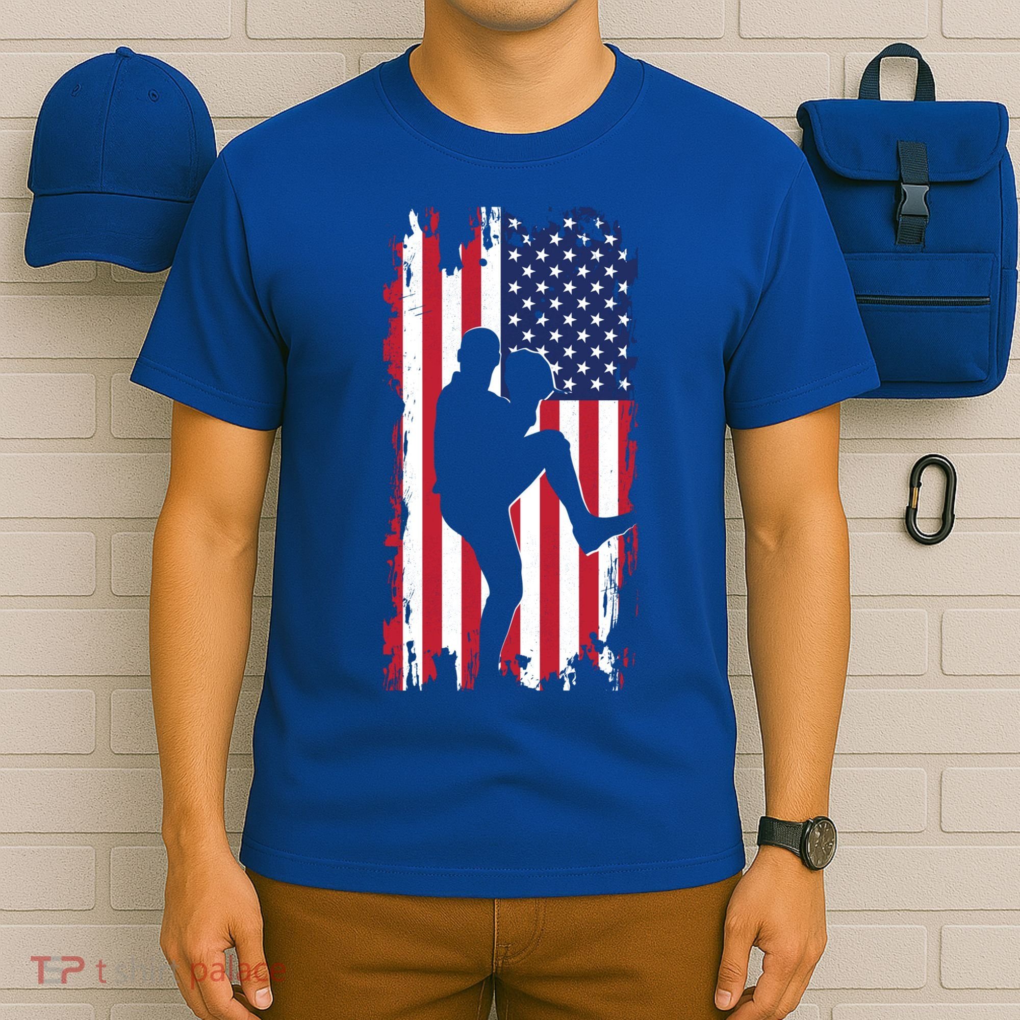 American Flag Pitcher Baseball Apparel Great Gift Baseball Gift T-Shirt