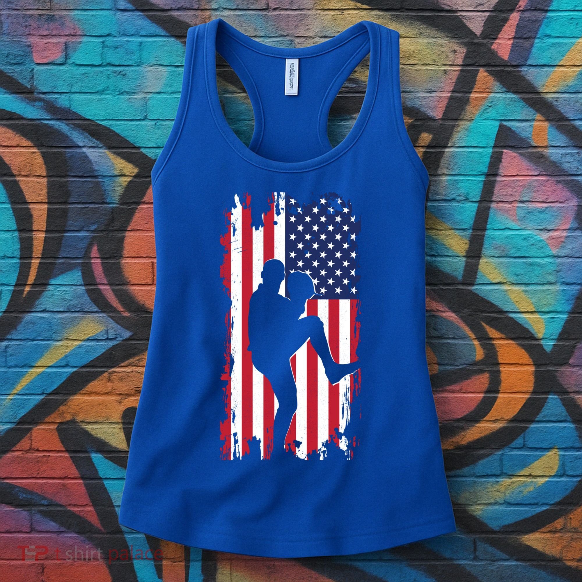 American Flag Pitcher Baseball Apparel Great Gift Baseball Gift Women's Tank Top