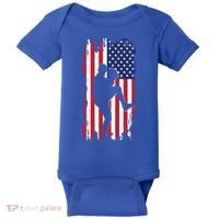 American Flag Pitcher Baseball Apparel Great Gift Baseball Gift Baby Bodysuit thumb 0