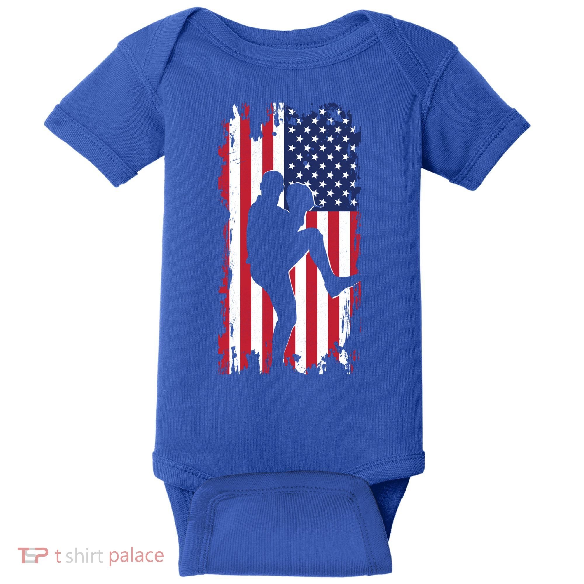 American Flag Pitcher Baseball Apparel Great Gift Baseball Gift Baby Bodysuit
